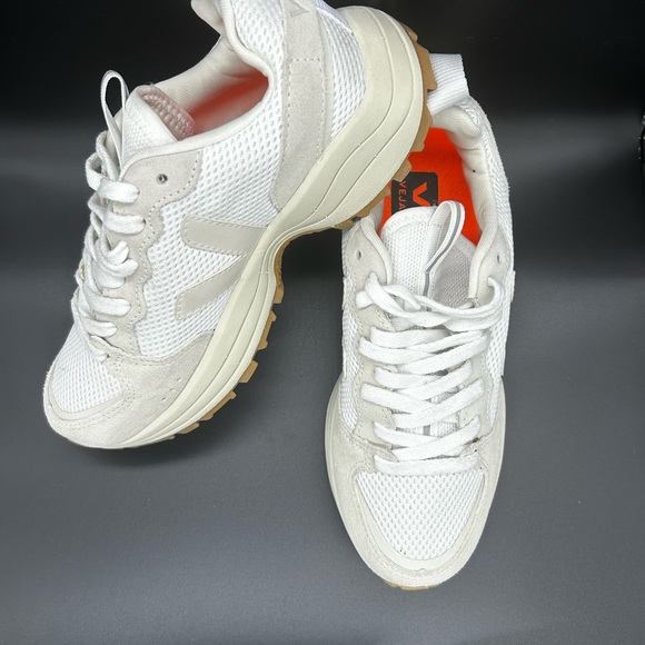 Veja Cream and Orange Sneakers - Picture 3 of 7